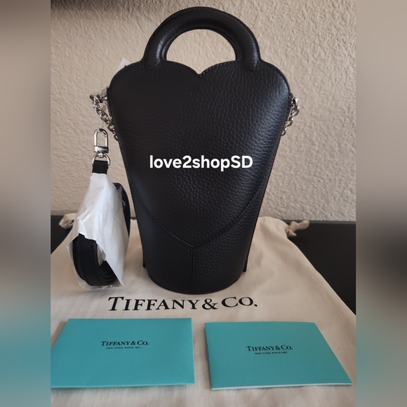 TIFFANY & CO Return To Tiffany Mini Heart Crossbody Bag Black Leather RTT NWT - Picture 5 of 6